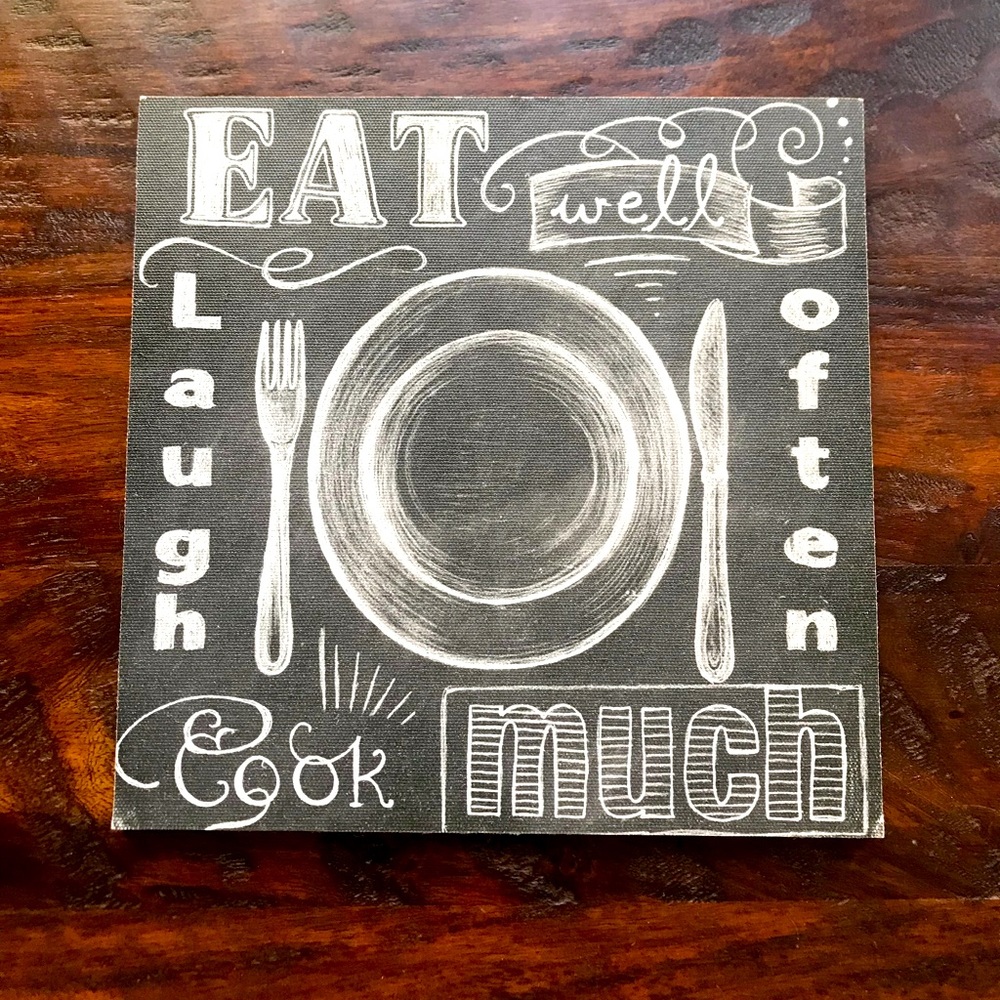 Black and White Chalk Effect Kitchen Wall Hanging 8” Square